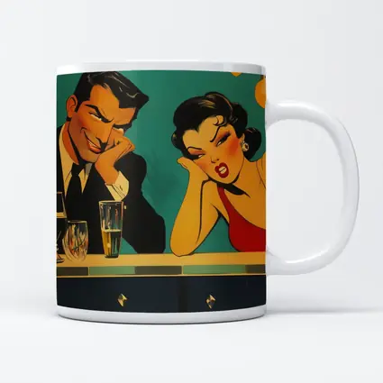 Retro Pop Art Couple Bar Scene