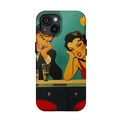 Retro Pop Art Couple Bar Scene