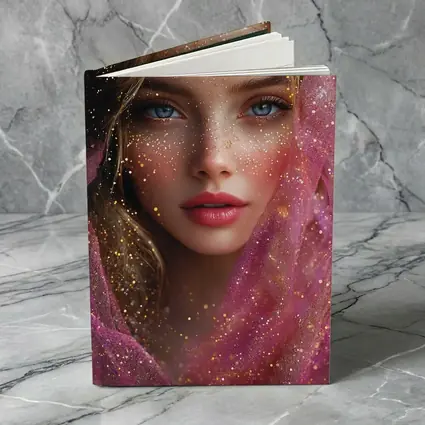 Blue Eyed Woman Pink Glitter Fantasy Portrait