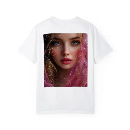 Blue Eyed Woman Pink Glitter Fantasy Portrait