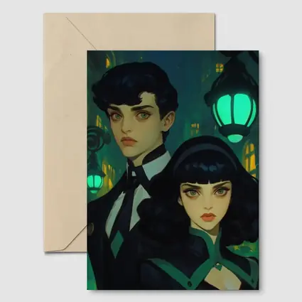 Dark Academia Couple Green Night City Street