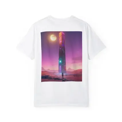 Cyberpunk Obelisk Desert Pink Sky Solitude