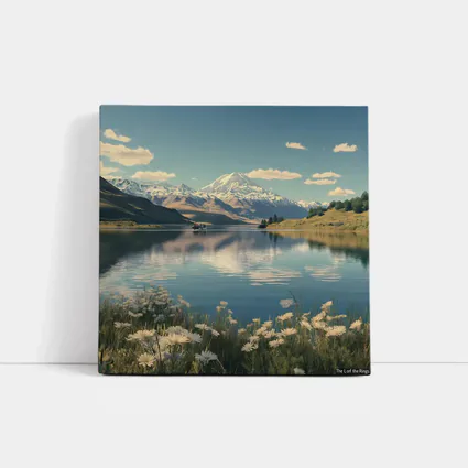Alpine Lake Mountain Reflection Wildflowers Scene