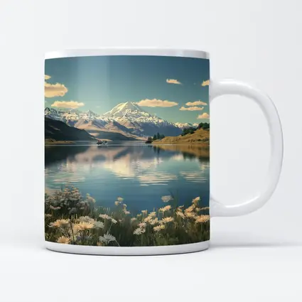 Alpine Lake Mountain Reflection Wildflowers Scene