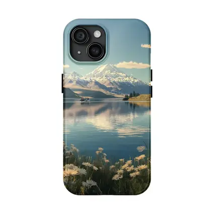 Alpine Lake Mountain Reflection Wildflowers Scene