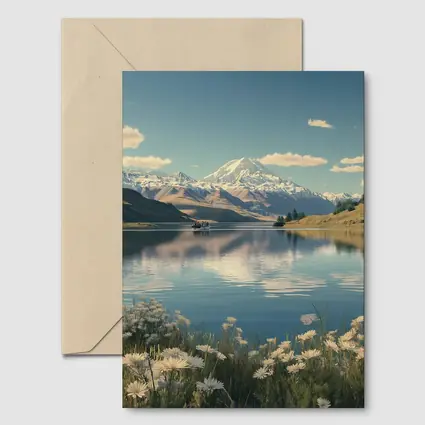 Alpine Lake Mountain Reflection Wildflowers Scene
