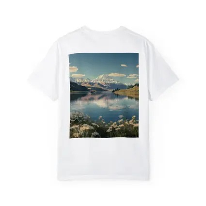 Alpine Lake Mountain Reflection Wildflowers Scene