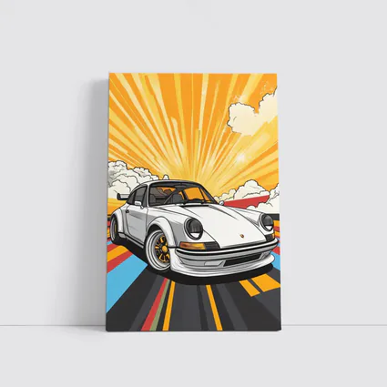 Porsche 911 Pop Art Retro Sunburst