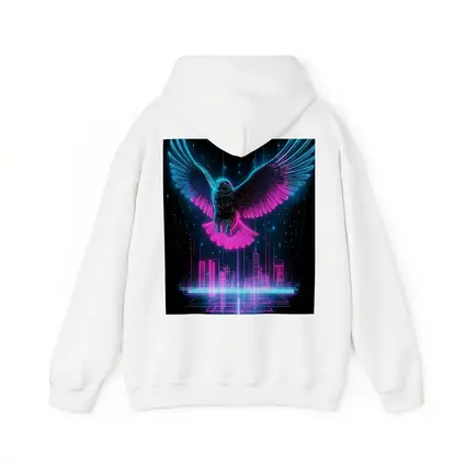 Neon Eagle Flying Over Cyberpunk City