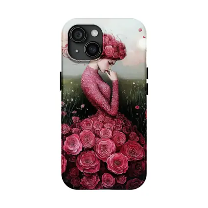 Woman Rose Dress Floral Field Fantasy Art