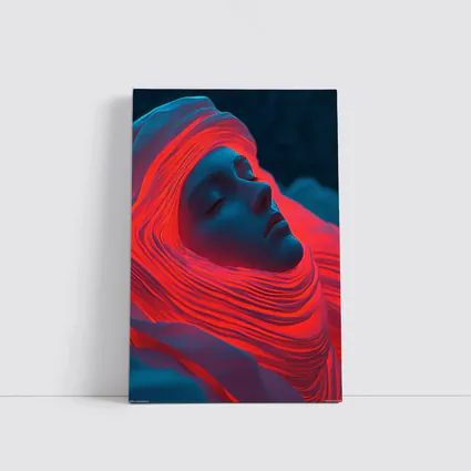 Sleeping Woman Red Waves Surreal Art