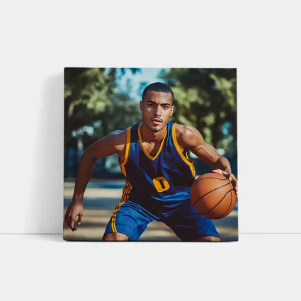Basketball Player Dribbling Outdoor Court