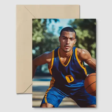 Basketball Player Dribbling Outdoor Court