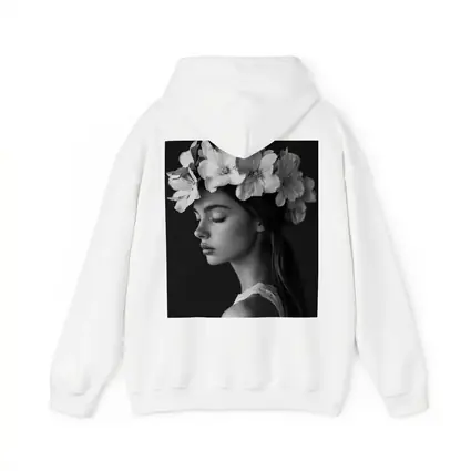 Woman Flower Crown Black White Portrait
