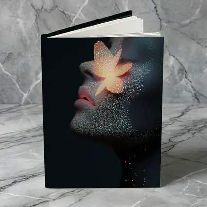 Glowing Flower Woman Profile Dark Background