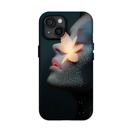 Glowing Flower Woman Profile Dark Background