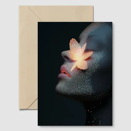 Glowing Flower Woman Profile Dark Background