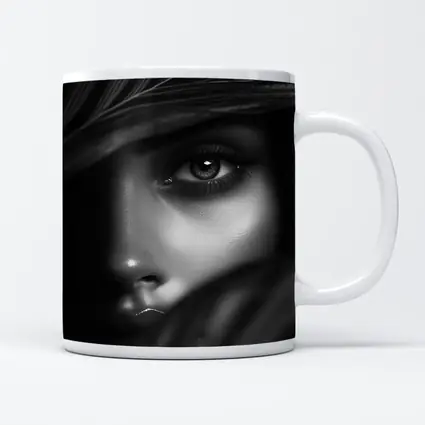 Black and White Woman Portrait Through Leaves