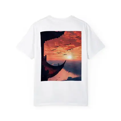 Chinese Pagoda Sunset Birds Flying Sky