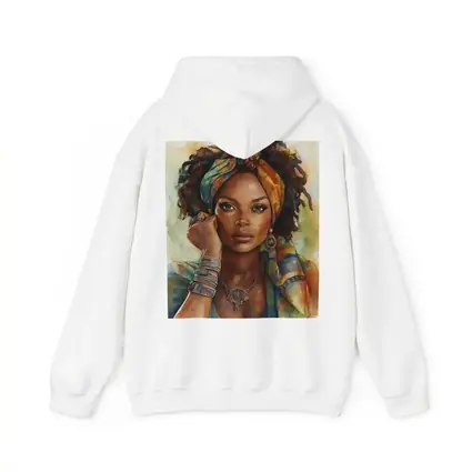 Boho African Woman Watercolor Portrait Art