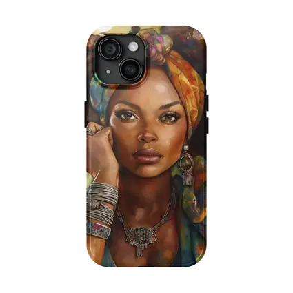 Boho African Woman Watercolor Portrait Art