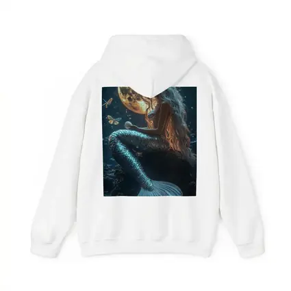 Mermaid Sitting by Full Moon Night
