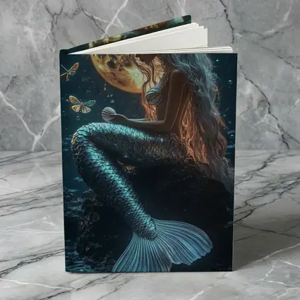Mermaid Sitting by Full Moon Night