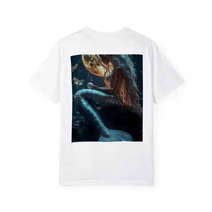 Mermaid Sitting by Full Moon Night