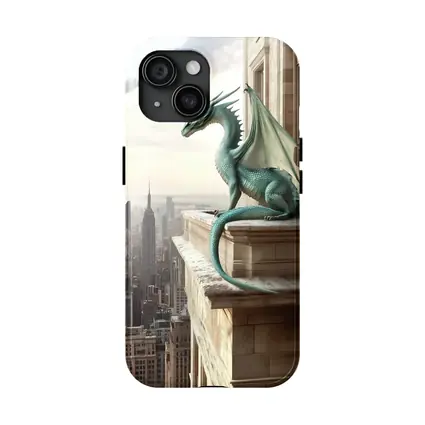 Green Dragon Perched On City Building