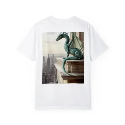 Green Dragon Perched On City Building