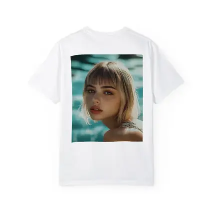 Blonde Woman Portrait Pool Water Background