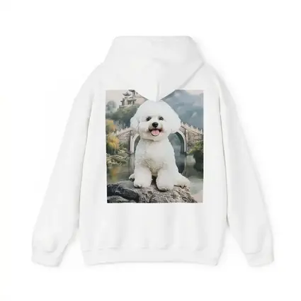 Bichon Frise Dog Chinese Garden Bridge