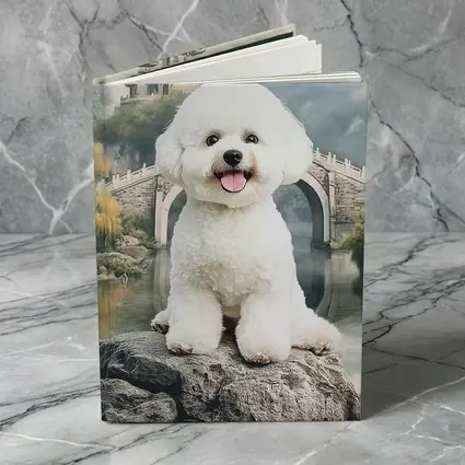 Bichon Frise Dog Chinese Garden Bridge