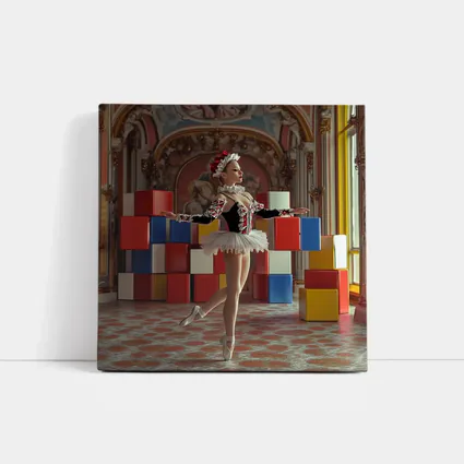 Ballerina Dancing in Ornate Baroque Hall