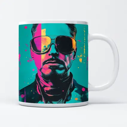 Pop Art Man Sunglasses Teal Pink Background