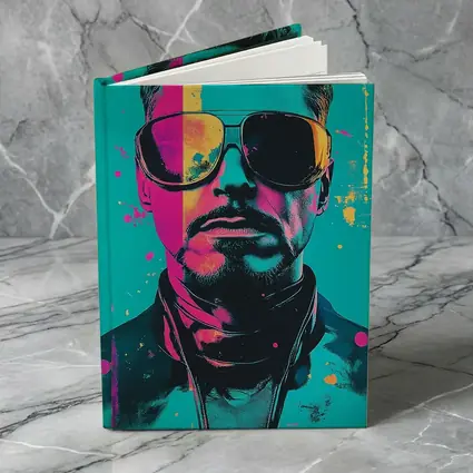 Pop Art Man Sunglasses Teal Pink Background