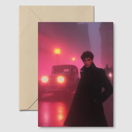 Young Man Foggy Noir City Street Night