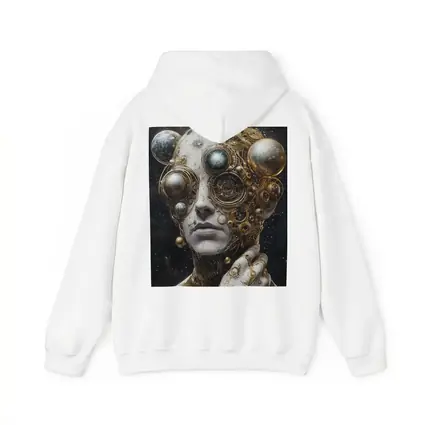 Gold Mechanical Figure Space Stars Background