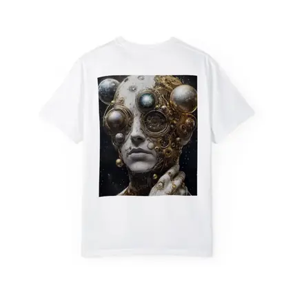 Gold Mechanical Figure Space Stars Background