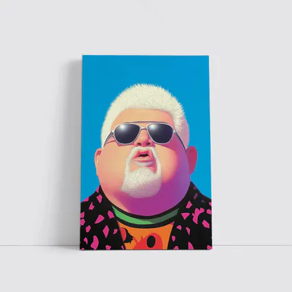 Pop Art Man Sunglasses Blue Sky Background