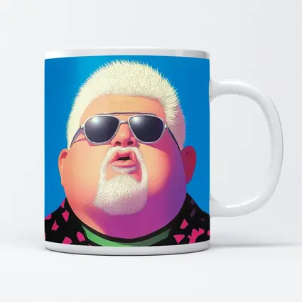 Pop Art Man Sunglasses Blue Sky Background