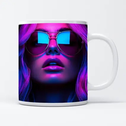 Neon Glow Woman Aviator Sunglasses Dark Background