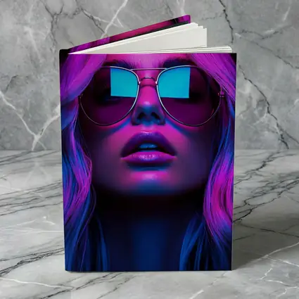 Neon Glow Woman Aviator Sunglasses Dark Background