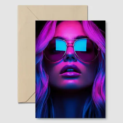 Neon Glow Woman Aviator Sunglasses Dark Background