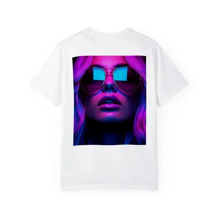 Neon Glow Woman Aviator Sunglasses Dark Background
