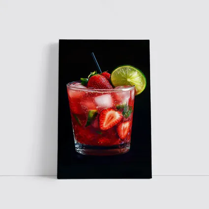 Strawberry Mojito Cocktail Dark Background