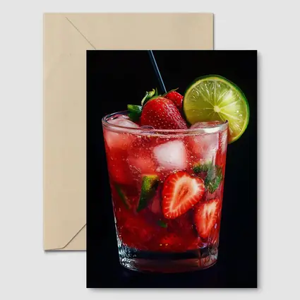 Strawberry Mojito Cocktail Dark Background
