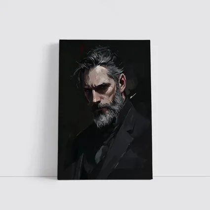 Dark Portrait Bearded Man Digital Painting