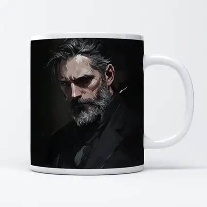 Dark Portrait Bearded Man Digital Painting
