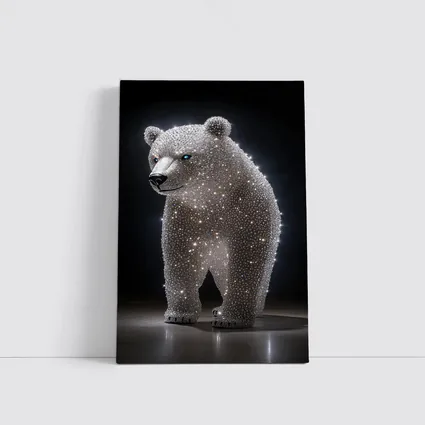 Crystal Diamond Bear Sculpture Dark Background
